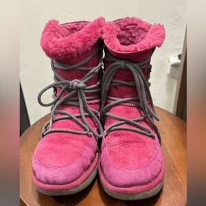 UGG Pink Suede Winter Boots sz 4